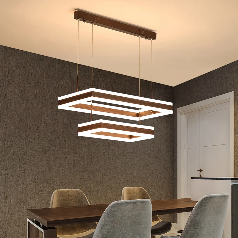 Lustre LED rectangulaire en acrylique, lampe à Suspension de plafond à café simple pour chambre à coucher Clearhalo