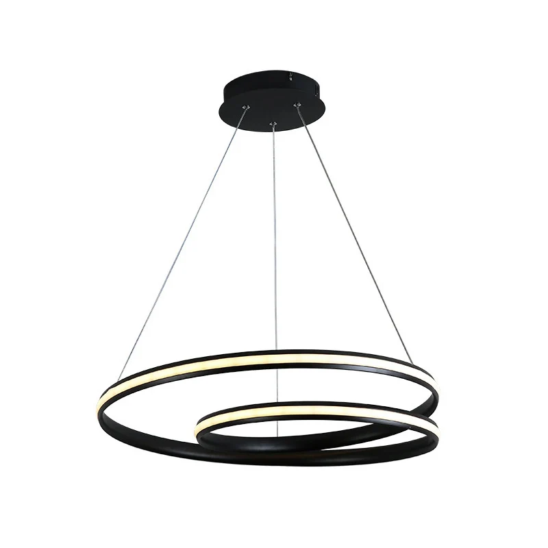 Lustre ligne spirale noir/blanc minimaliste 18"/23,5" de large lampe à suspension LED en acrylique en lumière chaude/blanc...