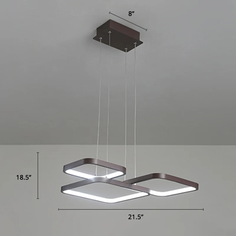 Lustre en losange en couches, éclairage minimaliste, café métallique, luminaire suspendu LED Clearhalo