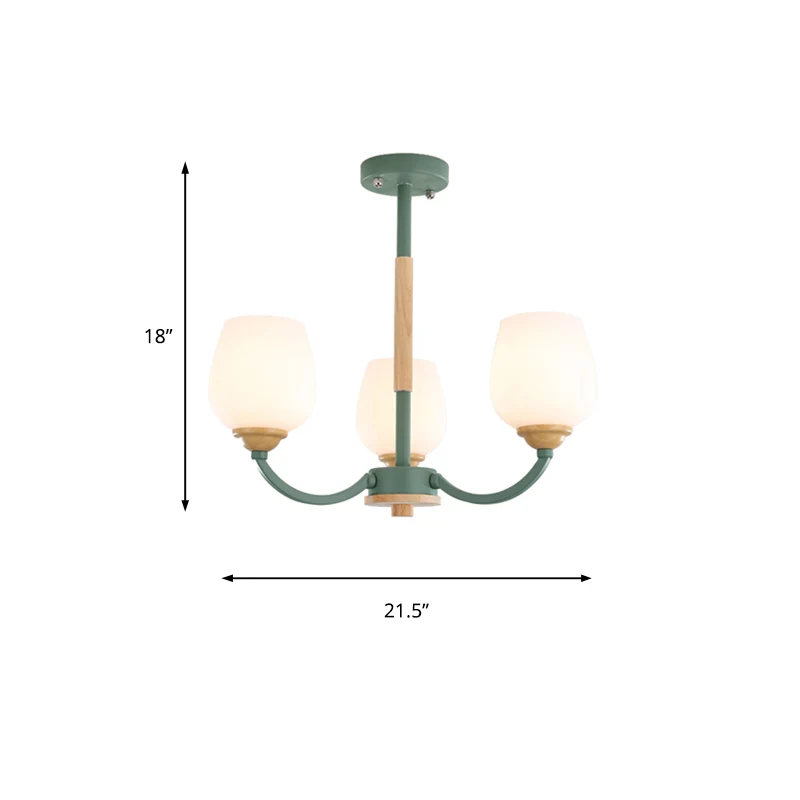 Lustre Macaron Loft Bud Shade en verre de lait, luminaire suspendu en vert/gris/rose/blanc pour chambre d'enfant Clearhalo