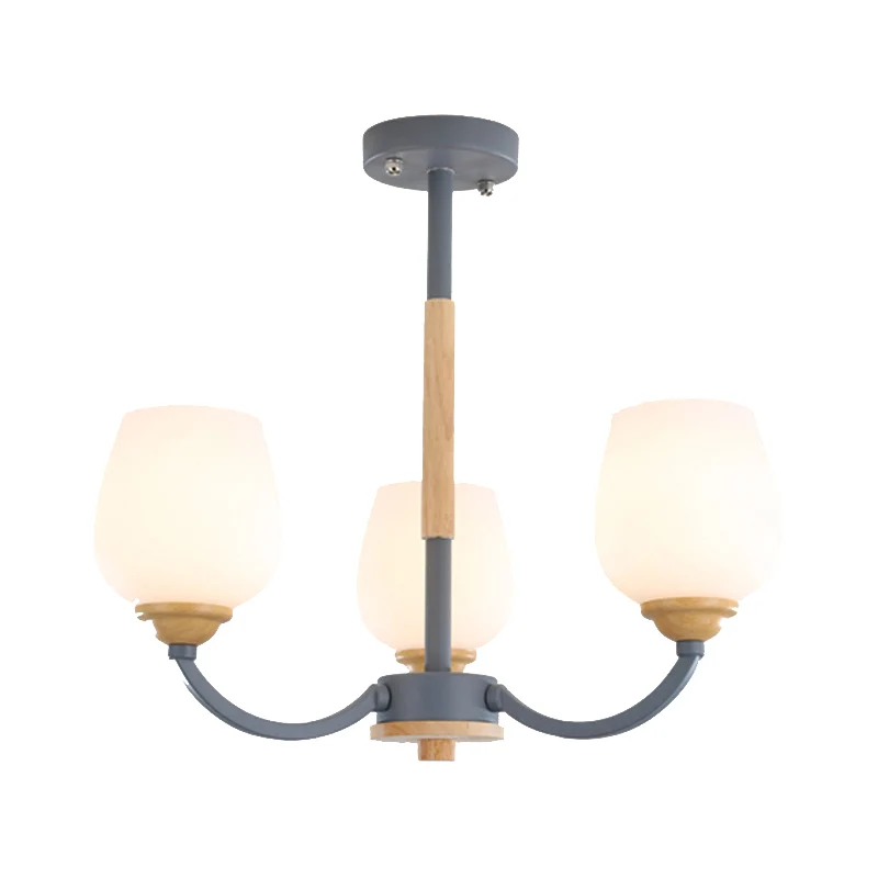 Lustre Macaron Loft Bud Shade en verre de lait, luminaire suspendu en vert/gris/rose/blanc pour chambre d'enfant Clearhalo