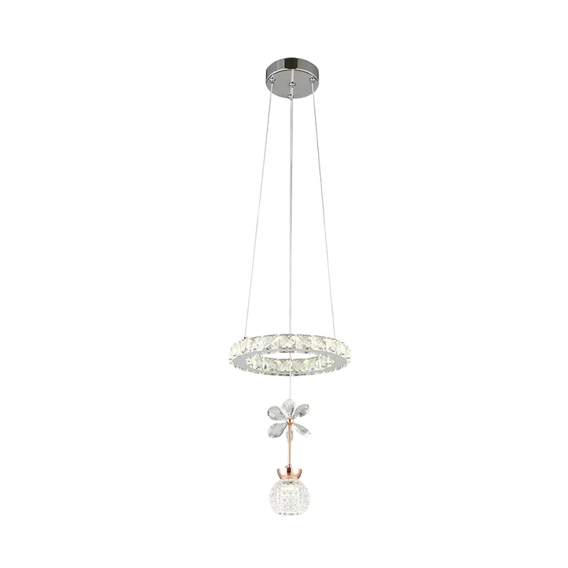 Lustre moderne à 1/3/5 têtes, luminaire suspendu, cercle chromé/engrenage, Kit de suspension avec abat-jour en cristal alv...