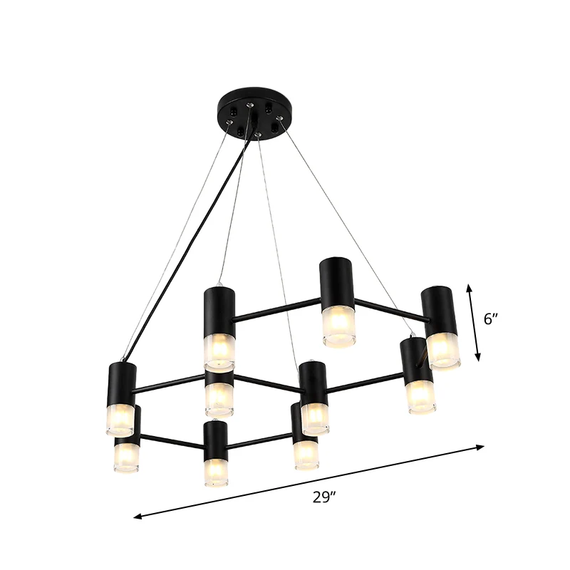 Lustre moderne en forme de nid d'abeille, éclairage suspendu en métal noir pour le salon de l'hôtel Clearhalo