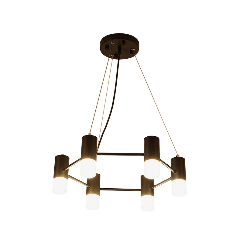 Lustre moderne en forme de nid d'abeille, éclairage suspendu en métal noir pour le salon de l'hôtel Clearhalo