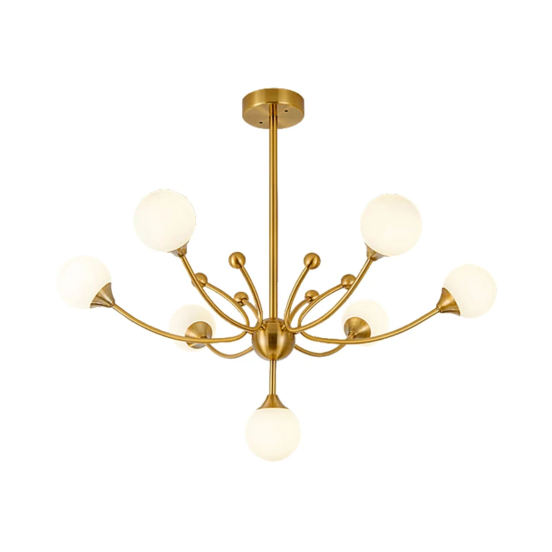 Lustre moderne en forme de plante, éclairage suspendu métallique en or pour le salon Clearhalo