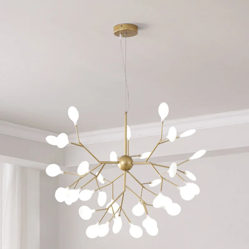 Lustre moderne de Style luciole, abat-jour en acrylique givré, lampe suspendue pour plafond de salon Clearhalo