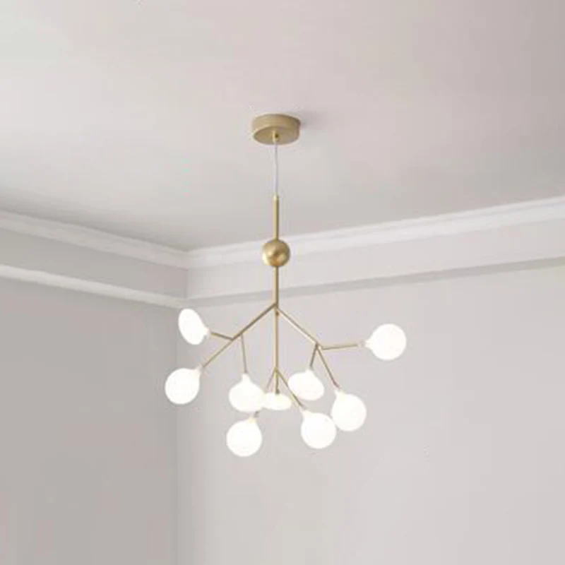 Lustre moderne de Style luciole, abat-jour en acrylique givré, lampe suspendue pour plafond de salon Clearhalo