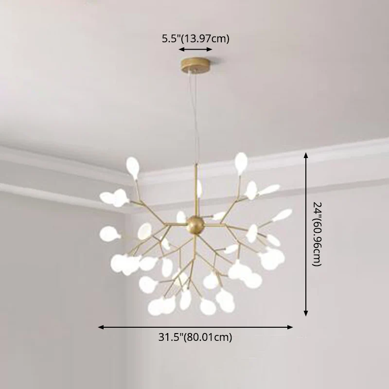 Lustre moderne de Style luciole, abat-jour en acrylique givré, lampe suspendue pour plafond de salon Clearhalo