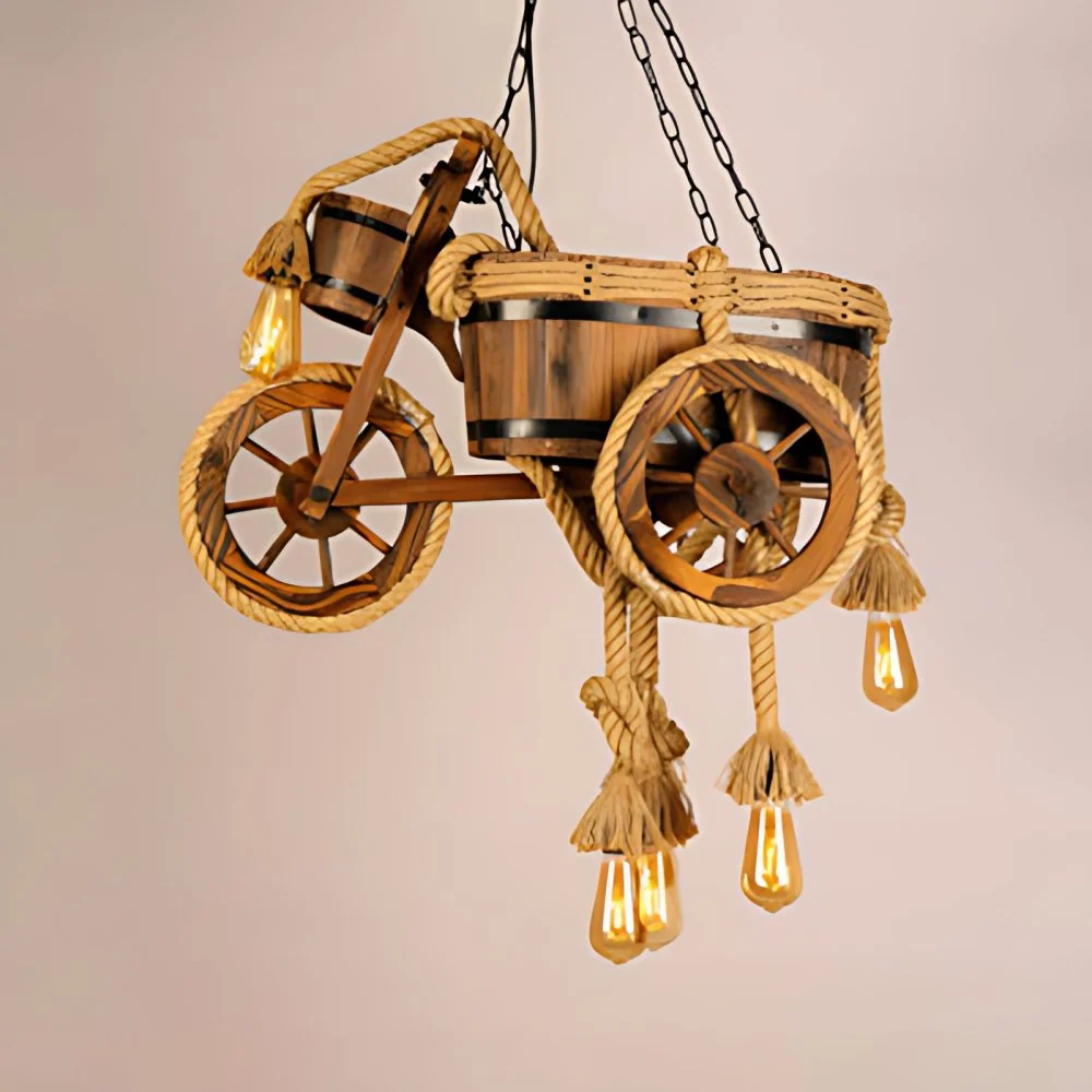 Lustre à moteur en bois, plafonnier Antique en Beige pour couloir et salle à manger Clearhalo