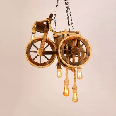 Lustre à moteur en bois, plafonnier Antique en Beige pour couloir et salle à manger Clearhalo