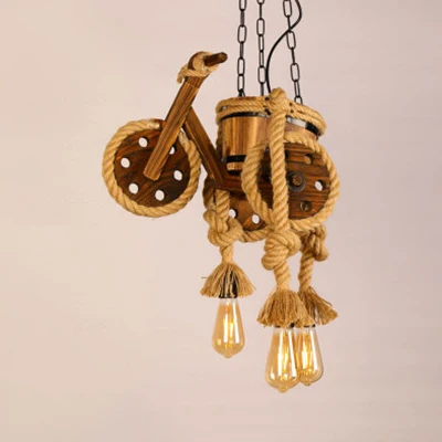 Lustre à moteur en bois, plafonnier Antique en Beige pour couloir et salle à manger Clearhalo