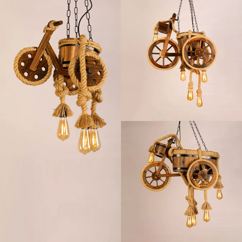 Lustre à moteur en bois, plafonnier Antique en Beige pour couloir et salle à manger Clearhalo