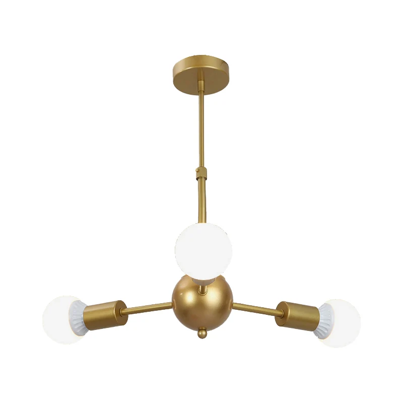 Lustre métallique suspendu au fini doré moderne, luminaire décoratif d'intérieur, idéal pour un salon ou un Restaurant Cle...