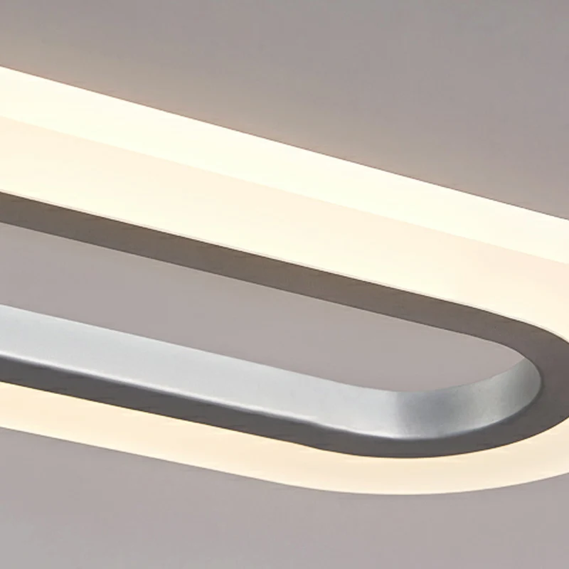Lustre à un niveau minimaliste en acrylique argenté, suspension LED à LED en lumière blanche/chaude/naturelle, 31,5"/39"/4...