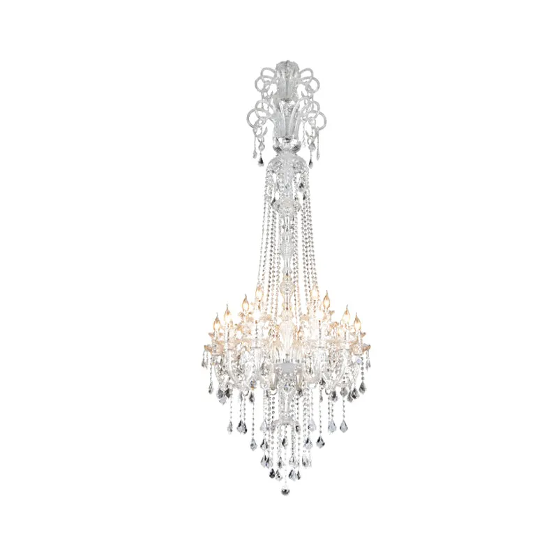 Lustre opulent en cristal transparent, style baroque, 10 lumières, luminaire décoratif de plafond pour salle à manger Clea...