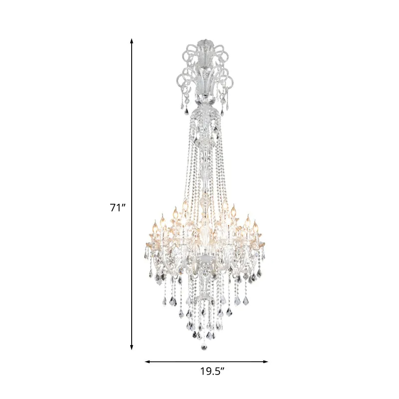 Lustre opulent en cristal transparent, style baroque, 10 lumières, luminaire décoratif de plafond pour salle à manger Clea...