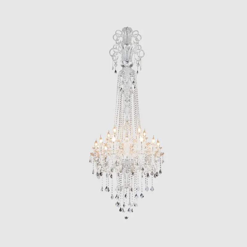 Lustre opulent en cristal transparent, style baroque, 10 lumières, luminaire décoratif de plafond pour salle à manger Clea...