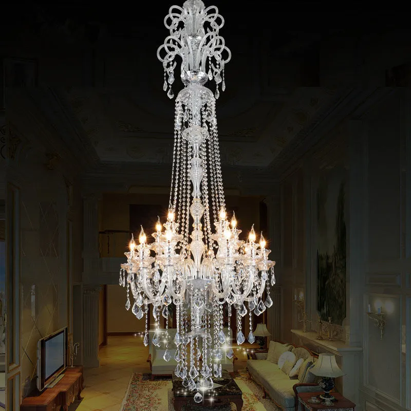 Lustre opulent en cristal transparent, style baroque, 10 lumières, luminaire décoratif de plafond pour salle à manger Clea...