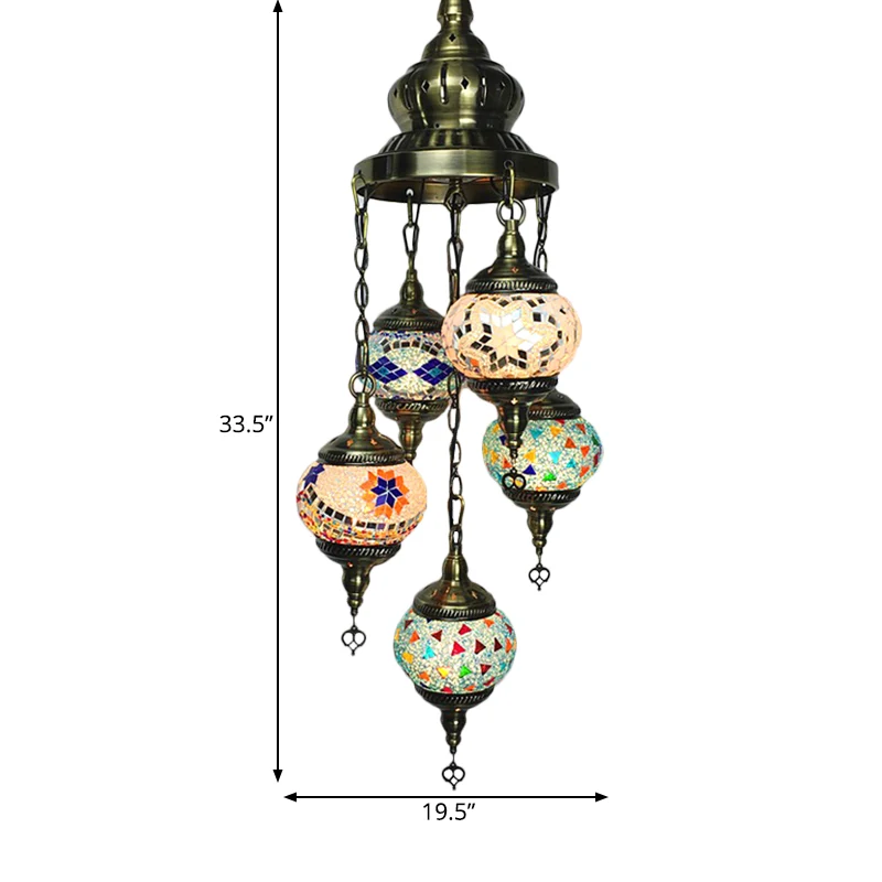 Lustre ovale pour salon, éclairage traditionnel en vitrail, 5 têtes, plafonnier suspendu blanc/Orange/bleu Clearhalo