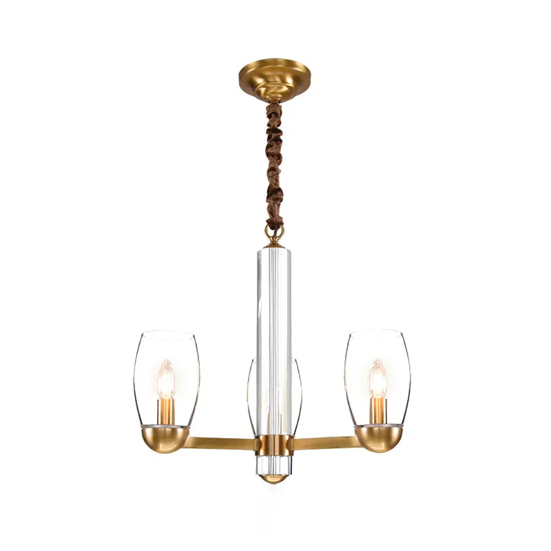 Lustre ovale en verre transparent doré, suspension coloniale à 3/6 ampoules, design Starburst Clearhalo