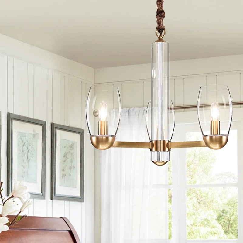 Lustre ovale en verre transparent doré, suspension coloniale à 3/6 ampoules, design Starburst Clearhalo