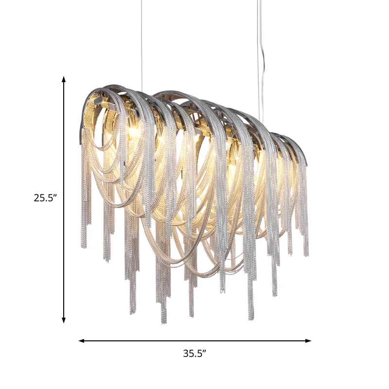 Lustre à pampilles en métal, Style nordique contemporain, 7 lumières, Kit de plafonnier blanc Clearhalo