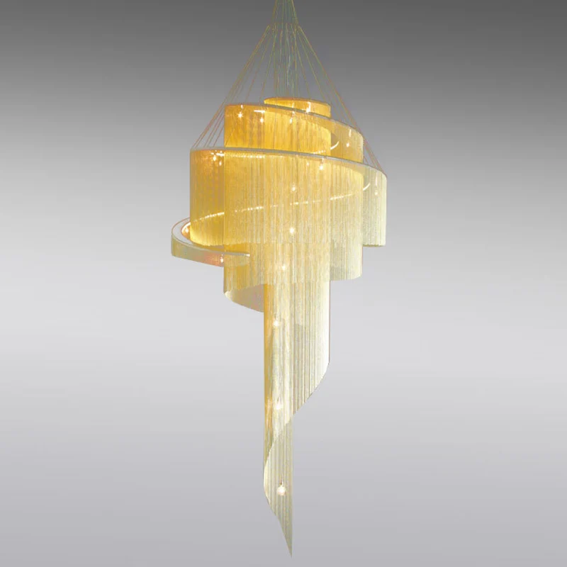Lustre à pampilles en spirale Glam, plafonnier moderne et élégant en métal à 4 lumières pour hall Clearhalo