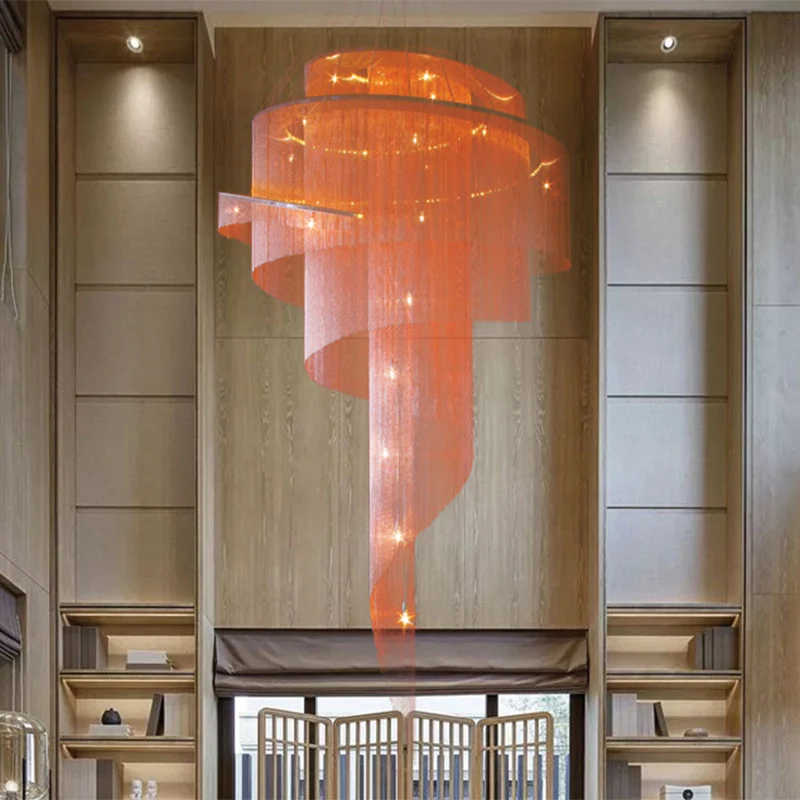 Lustre à pampilles en spirale Glam, plafonnier moderne et élégant en métal à 4 lumières pour hall Clearhalo