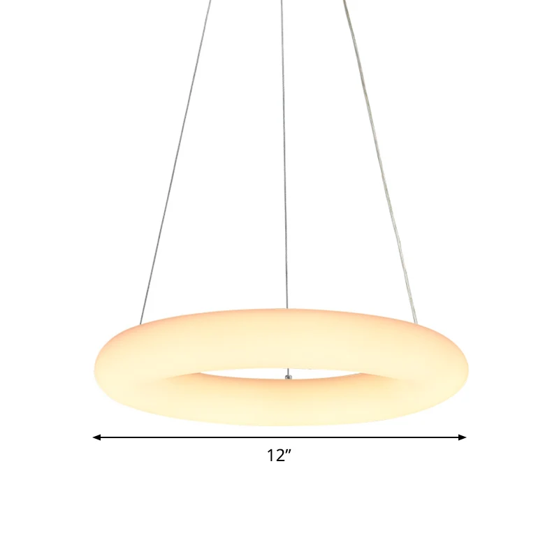 Lustre de plafond à anneau de vésicule blanc, suspension minimaliste LED en acrylique au-dessus de la table, 12 "/ 16" W C...