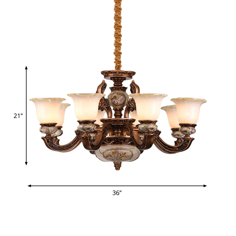 Lustre de plafond à bras pivotant en métal, Style traditionnel, 6/8 lumières, Suspension pour chambre d'amis Clearhalo