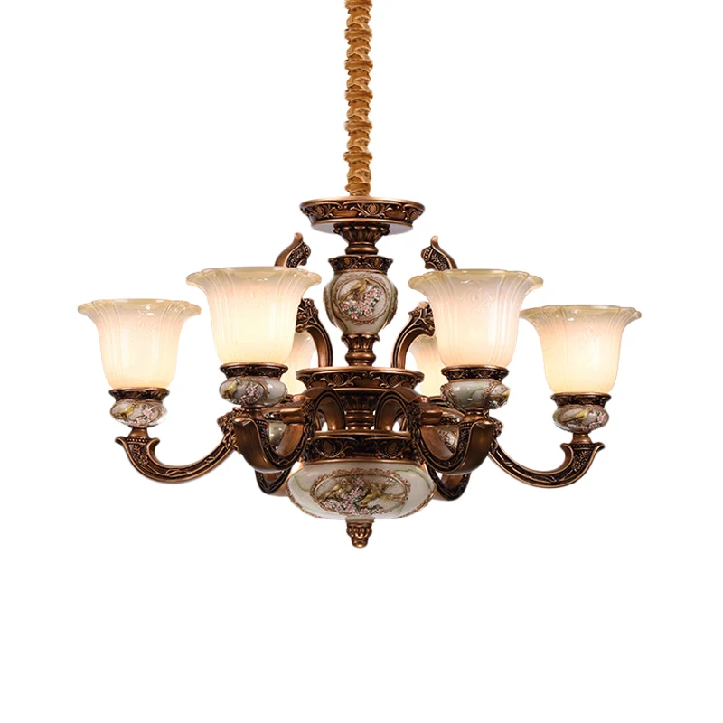Lustre de plafond à bras pivotant en métal, Style traditionnel, 6/8 lumières, Suspension pour chambre d'amis Clearhalo