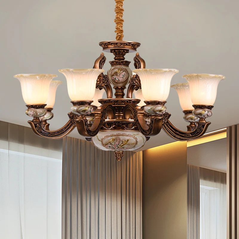 Lustre de plafond à bras pivotant en métal, Style traditionnel, 6/8 lumières, Suspension pour chambre d'amis Clearhalo