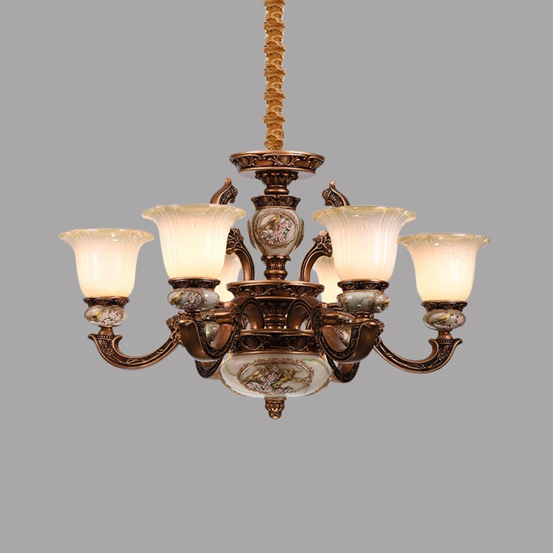 Lustre de plafond à bras pivotant en métal, Style traditionnel, 6/8 lumières, Suspension pour chambre d'amis Clearhalo