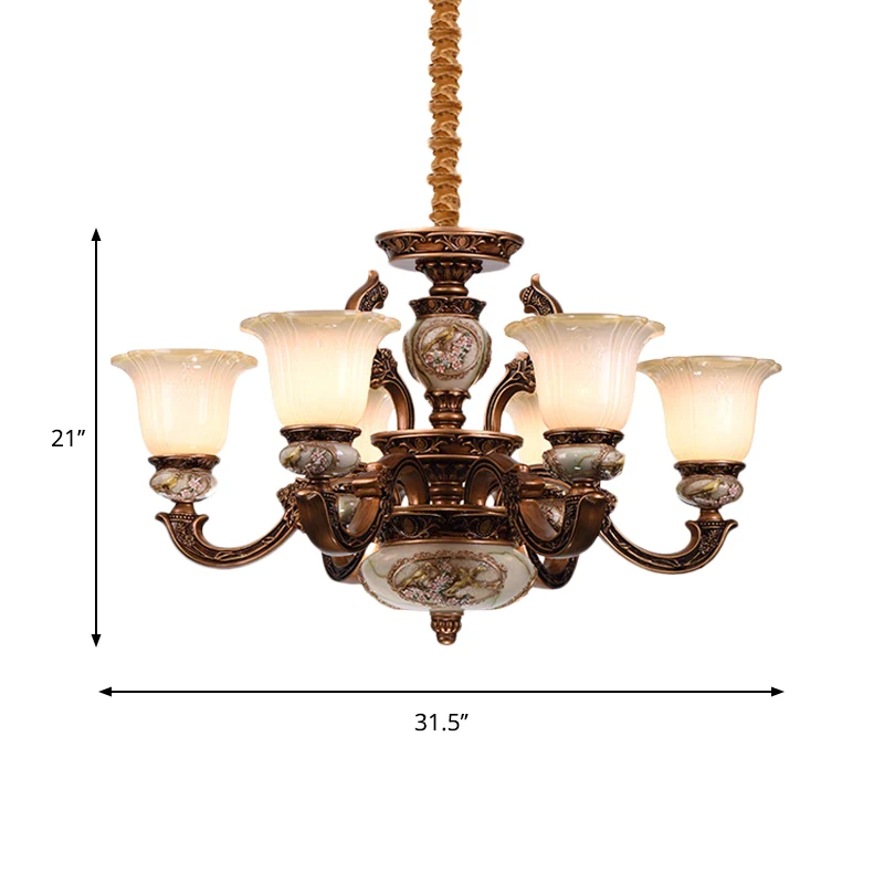 Lustre de plafond à bras pivotant en métal, Style traditionnel, 6/8 lumières, Suspension pour chambre d'amis Clearhalo