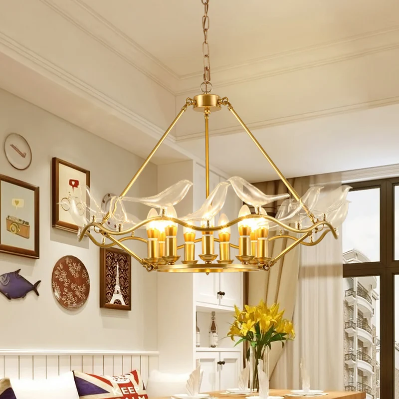 Lustre de plafond ondulé avec abat-jour en cristal transparent, éclairage suspendu à 9 lumières du milieu du siècle en lai...