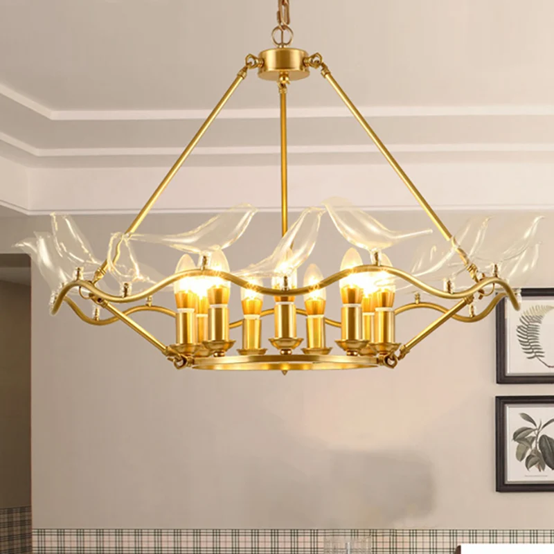 Lustre de plafond ondulé avec abat-jour en cristal transparent, éclairage suspendu à 9 lumières du milieu du siècle en lai...