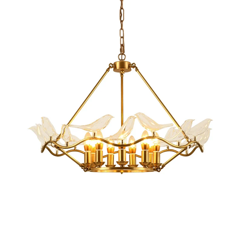 Lustre de plafond ondulé avec abat-jour en cristal transparent, éclairage suspendu à 9 lumières du milieu du siècle en lai...