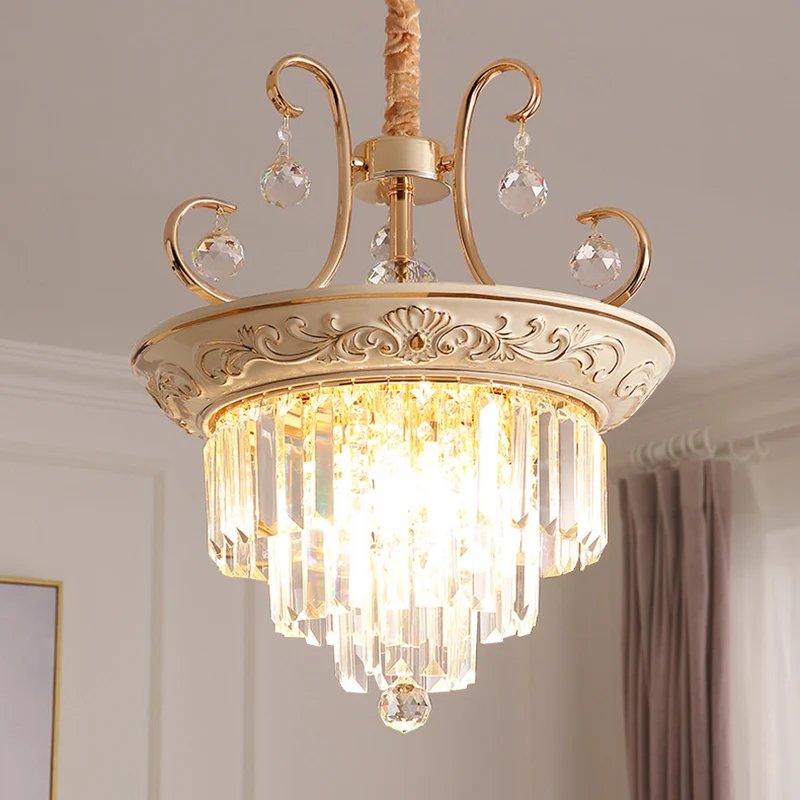 Lustre de plafond à plusieurs niveaux à 3 ampoules, luminaire suspendu en cristal moderniste, blanc/vert Clearhalo