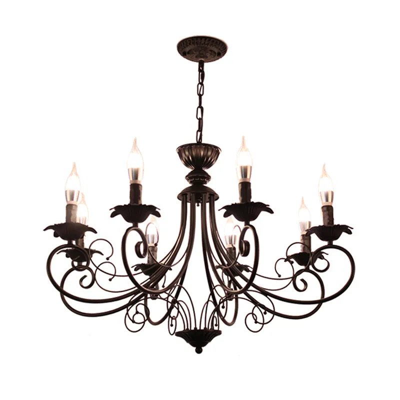 Lustre de plafond Starburst finition noir/blanc, luminaire traditionnel en métal à 3/6/8 têtes pour salon Clearhalo