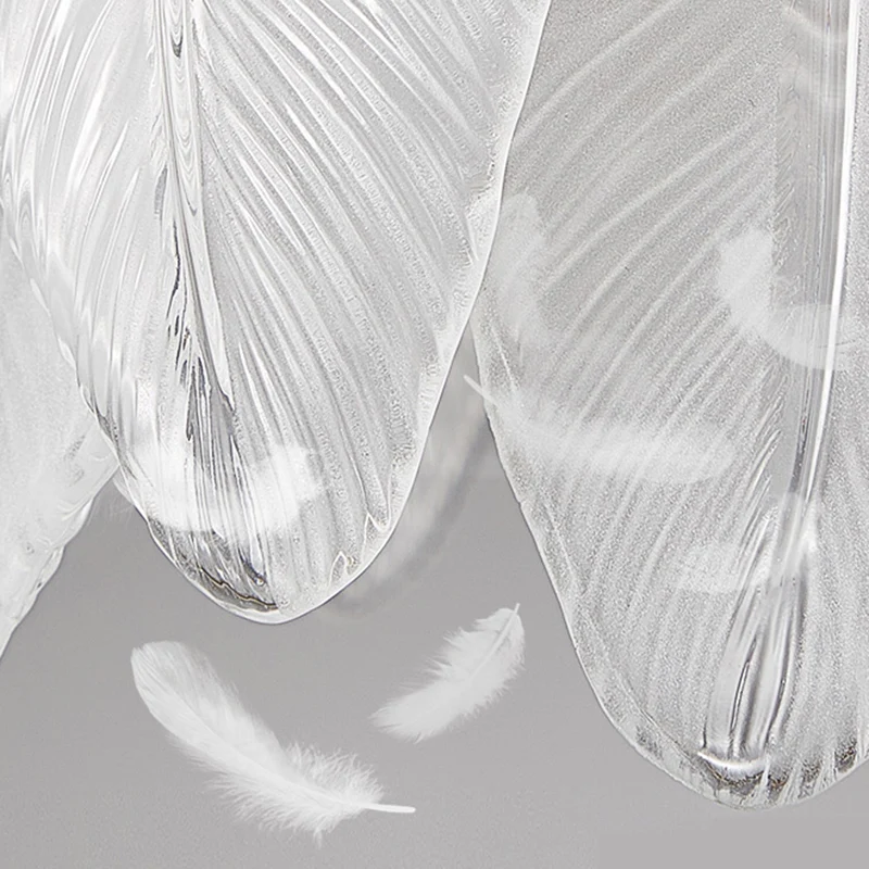 Lustre à plumes en cristal LED 3 couleurs, lustre moderne suspendu en forme de couronne avec abat-jour en plumes de verre...