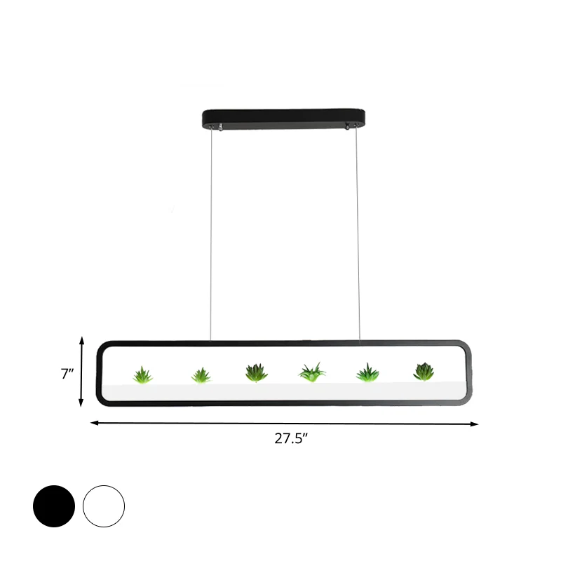 Lustre rectangulaire en acrylique pour salle à manger, plafonnier LED simple de 27,5/39 pouces de long, noir/blanc Clearhalo