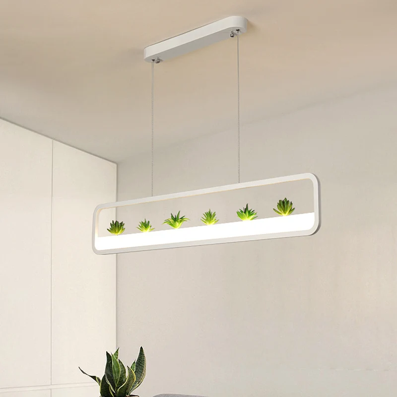 Lustre rectangulaire en acrylique pour salle à manger, plafonnier LED simple de 27,5/39 pouces de long, noir/blanc Clearhalo