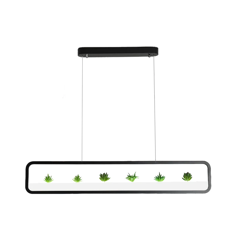 Lustre rectangulaire en acrylique pour salle à manger, plafonnier LED simple de 27,5/39 pouces de long, noir/blanc Clearhalo