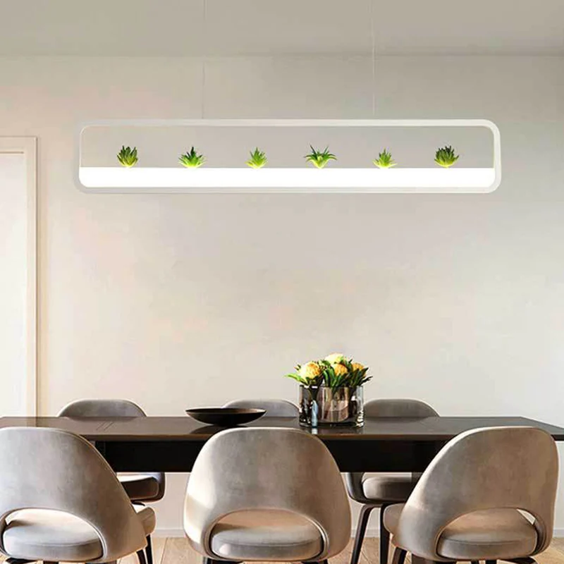 Lustre rectangulaire en acrylique pour salle à manger, plafonnier LED simple de 27,5/39 pouces de long, noir/blanc Clearhalo
