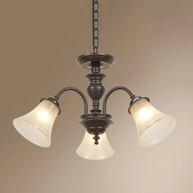 Lustre de Restaurant évasé, éclairage de pays en verre dépoli, plafonnier suspendu noir Clearhalo