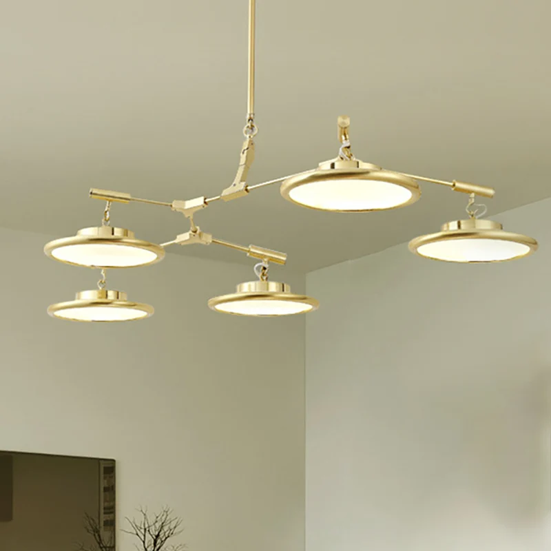 Lustre rond en verre contemporain, 3/5/8 lumières, suspension dorée, lumière chaude/blanche Clearhalo