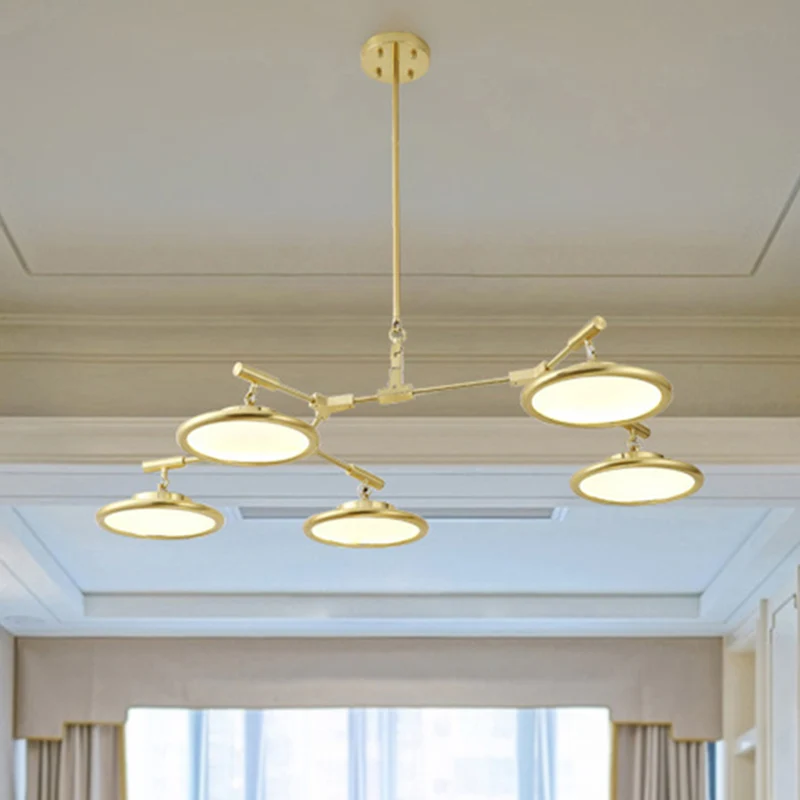 Lustre rond en verre contemporain, 3/5/8 lumières, suspension dorée, lumière chaude/blanche Clearhalo
