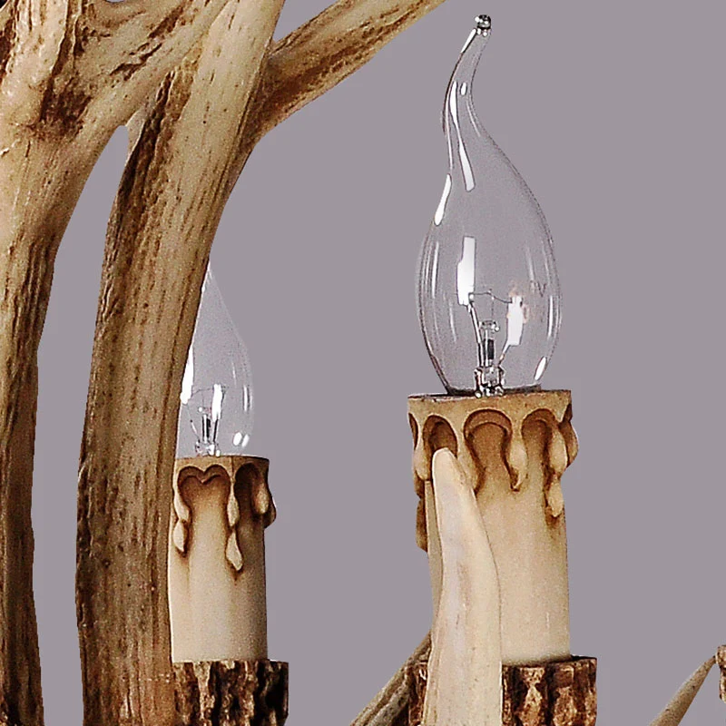 Lustre en résine de corne de cerf, luminaire suspendu de Style Vintage pour salle à manger Clearhalo