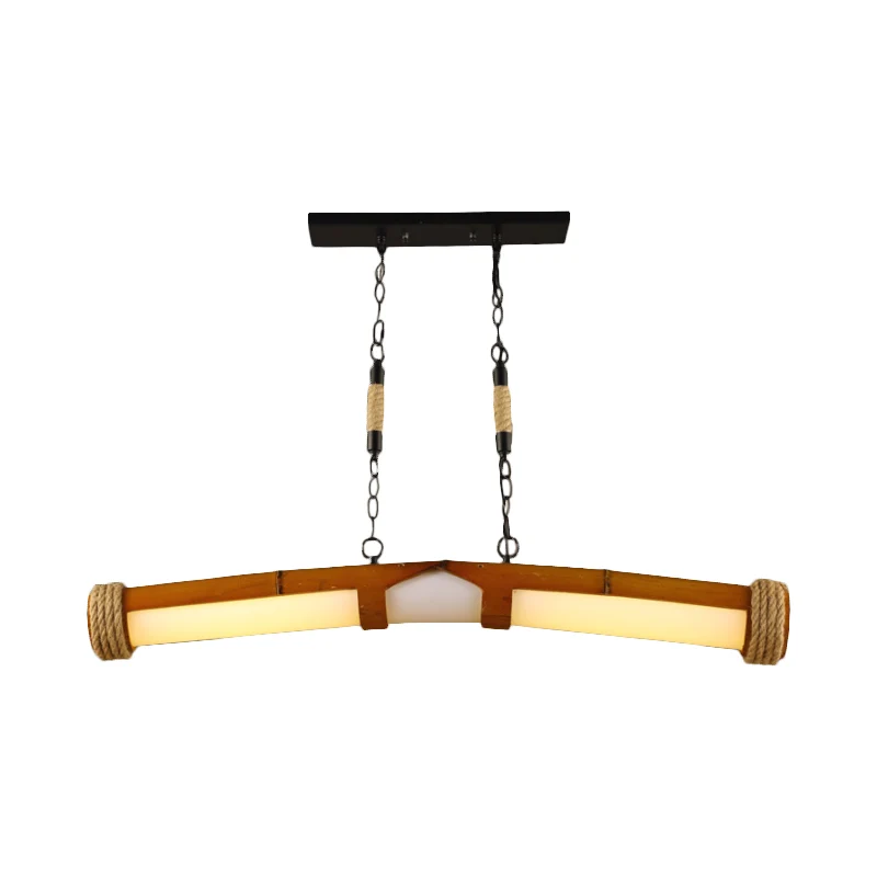 Lustre rustique élégant Beige en forme de Tube, éclairage suspendu en bois pour escalier et salle de bain Clearhalo