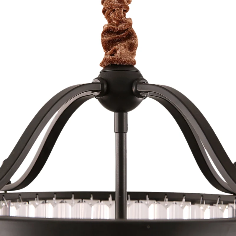 Lustre rustique à prisme en cristal cylindrique, 3/5 lumières, plafonnier suspendu pour salle à manger en noir Clearhalo